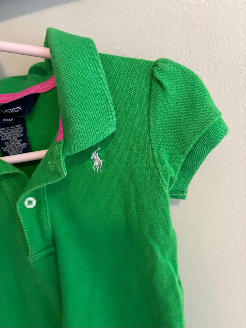 Polo Ralph Lauren Baby Girl Green Ruffle Hem Polo Dress Short Sleeve 18 Months